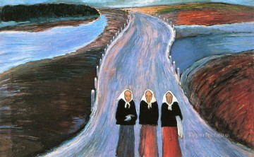 Expresionismo Painting - mujeres en la carretera Marianne von Werefkin Expresionismo